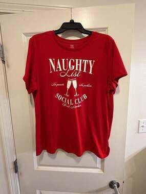 Holiday Time Women's Naughty List Social Club Graphic T-Shirt